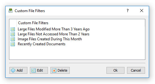 Disk Space Analysis Custom File Filters