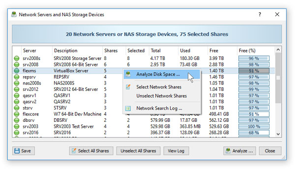 Analyzing Network Servers and NAS Storage Devices