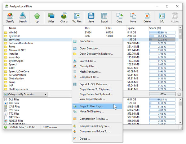 DiskSavvy Disk Space Analysis Results