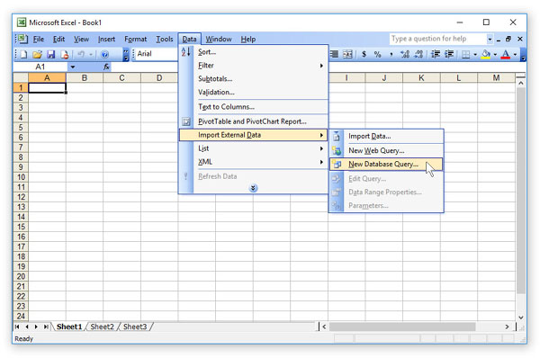Microsoft Excel Import From SQL Database